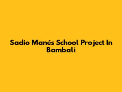 Sadio Mané's School Project In Bambali
