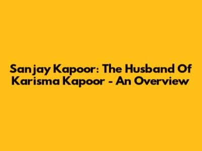 Sanjay Kapoor: The Husband Of Karisma Kapoor - An Overview