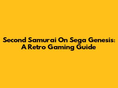 Second Samurai On Sega Genesis: A Retro Gaming Guide