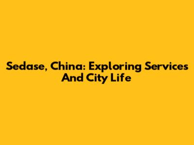 Sedase, China: Exploring Services And City Life