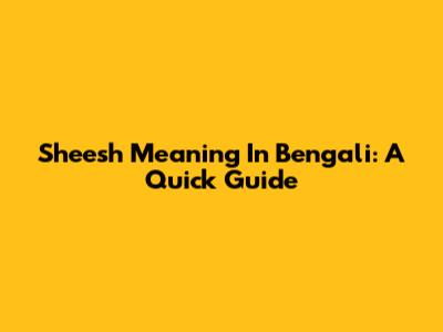 Sheesh Meaning In Bengali: A Quick Guide