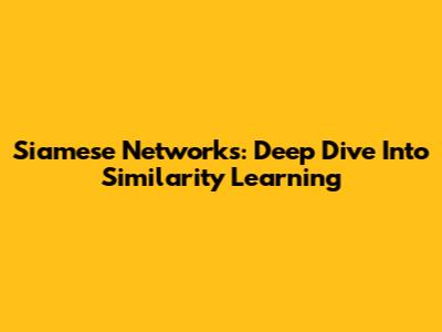 Siamese Networks: Deep Dive Into Similarity Learning