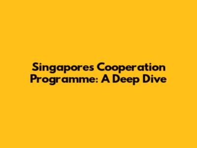 Singapore's Cooperation Programme: A Deep Dive