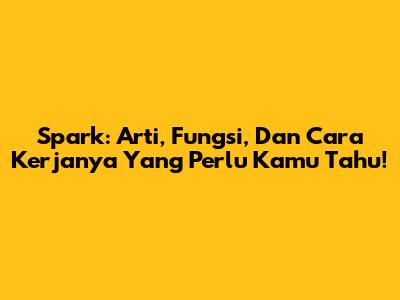 Spark: Arti, Fungsi, Dan Cara Kerjanya Yang Perlu Kamu Tahu!