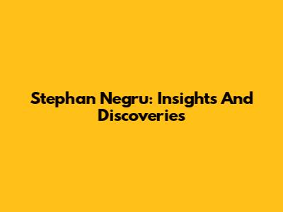 Stephan Negru: Insights And Discoveries
