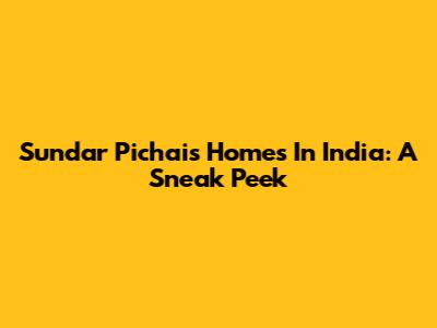 Sundar Pichai's Homes In India: A Sneak Peek