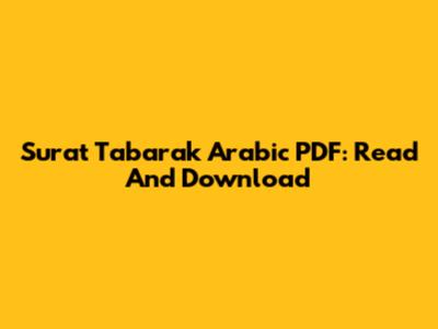 Surat Tabarak Arabic PDF: Read And Download