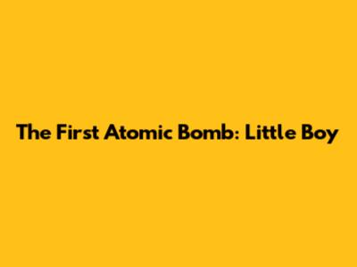 The First Atomic Bomb: "Little Boy"