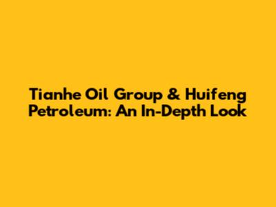Tianhe Oil Group & Huifeng Petroleum: An In-Depth Look