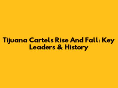 Tijuana Cartel's Rise And Fall: Key Leaders & History