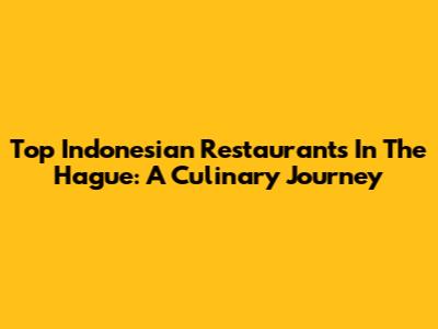 Top Indonesian Restaurants In The Hague: A Culinary Journey