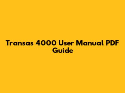 Transas 4000 User Manual PDF Guide