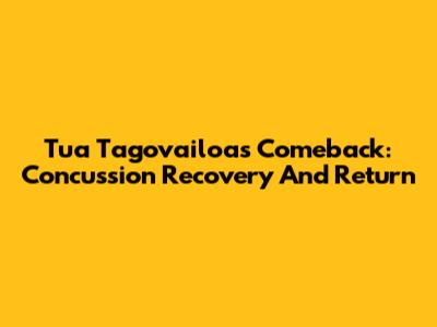Tua Tagovailoa's Comeback: Concussion Recovery And Return