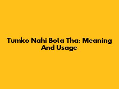 Tumko Nahi Bola Tha: Meaning And Usage