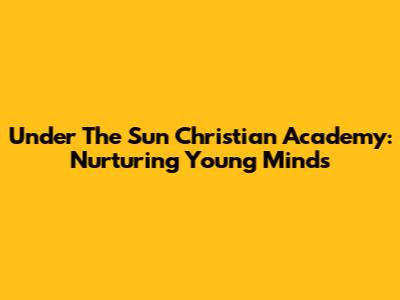 Under The Sun Christian Academy: Nurturing Young Minds