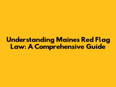 Understanding Maine's Red Flag Law: A Comprehensive Guide