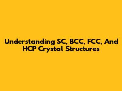Understanding SC, BCC, FCC, And HCP Crystal Structures