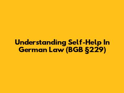 Understanding Self-Help In German Law (BGB §229)