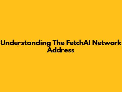Understanding The FetchAI Network Address