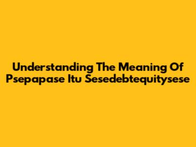 Understanding The Meaning Of Psepapase Itu Sesedebtequitysese