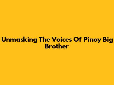 Unmasking The Voices Of Pinoy Big Brother