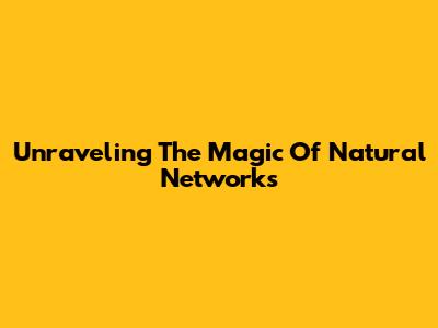 Unraveling The Magic Of Natural Networks
