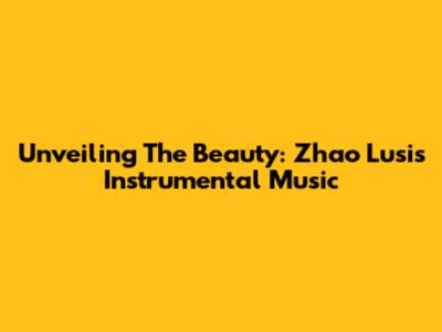 Unveiling The Beauty: Zhao Lusi's Instrumental Music