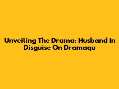 Unveiling The Drama: 'Husband In Disguise' On Dramaqu