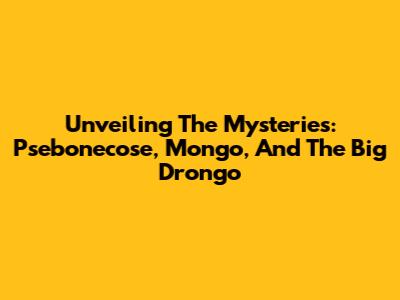 Unveiling The Mysteries: Psebonecose, Mongo, And The Big Drongo