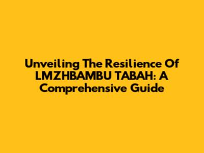 Unveiling The Resilience Of LMZHBAMBU TABAH: A Comprehensive Guide