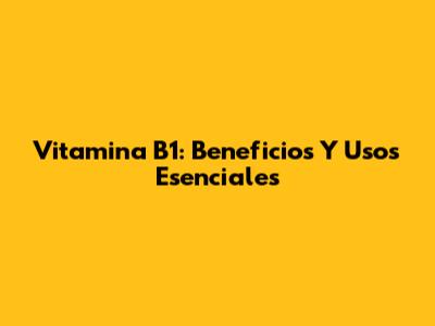 Vitamina B1: Beneficios Y Usos Esenciales
