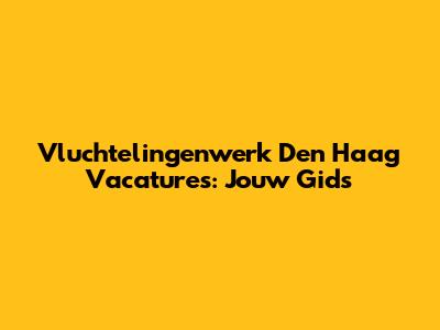 Vluchtelingenwerk Den Haag Vacatures: Jouw Gids