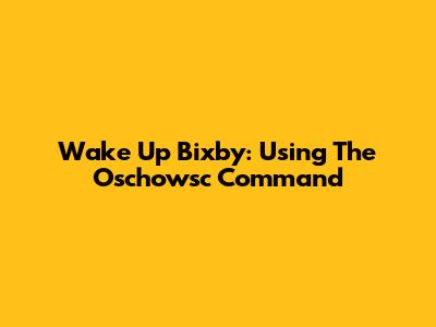 Wake Up Bixby: Using The Oschowsc Command