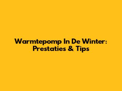 Warmtepomp In De Winter: Prestaties & Tips