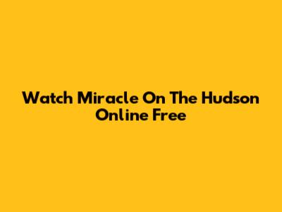 Watch Miracle On The Hudson Online Free