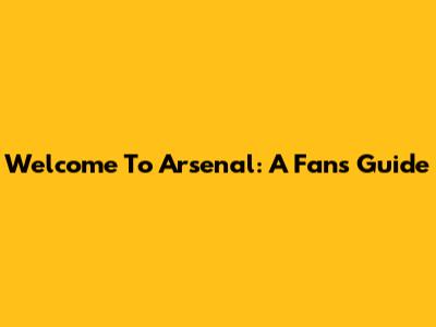 Welcome To Arsenal: A Fan's Guide