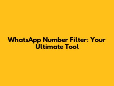 WhatsApp Number Filter: Your Ultimate Tool