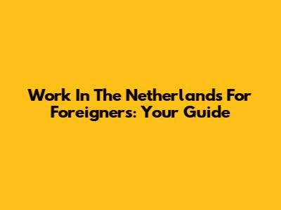 Work In The Netherlands For Foreigners: Your Guide