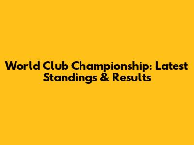 World Club Championship: Latest Standings & Results