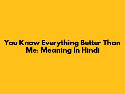 You Know Everything Better Than Me: Meaning In Hindi
