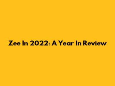 Zee In 2022: A Year In Review