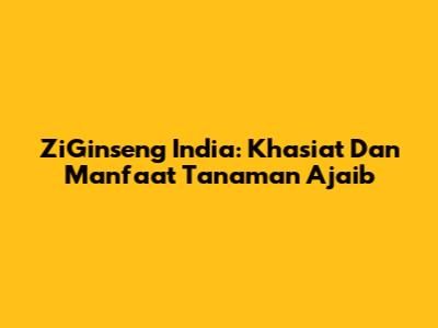 ZiGinseng India: Khasiat Dan Manfaat Tanaman Ajaib