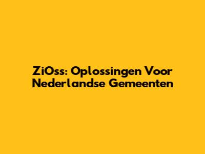 ZiOss: Oplossingen Voor Nederlandse Gemeenten