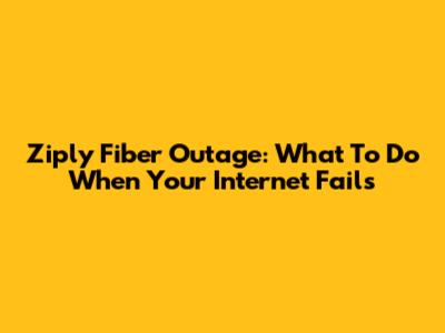 Ziply Fiber Outage: What To Do When Your Internet Fails
